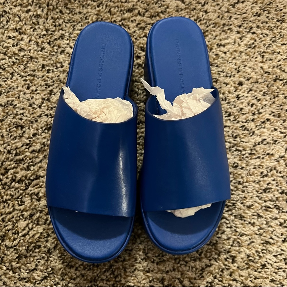 Princess Polly blue platform sandals